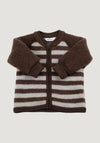 Cardigan fleece din lână merinos - Soft Wool Brown Stripe Joha HipHip.ro