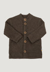 Cardigan lână merinos - Rib Dark Brown