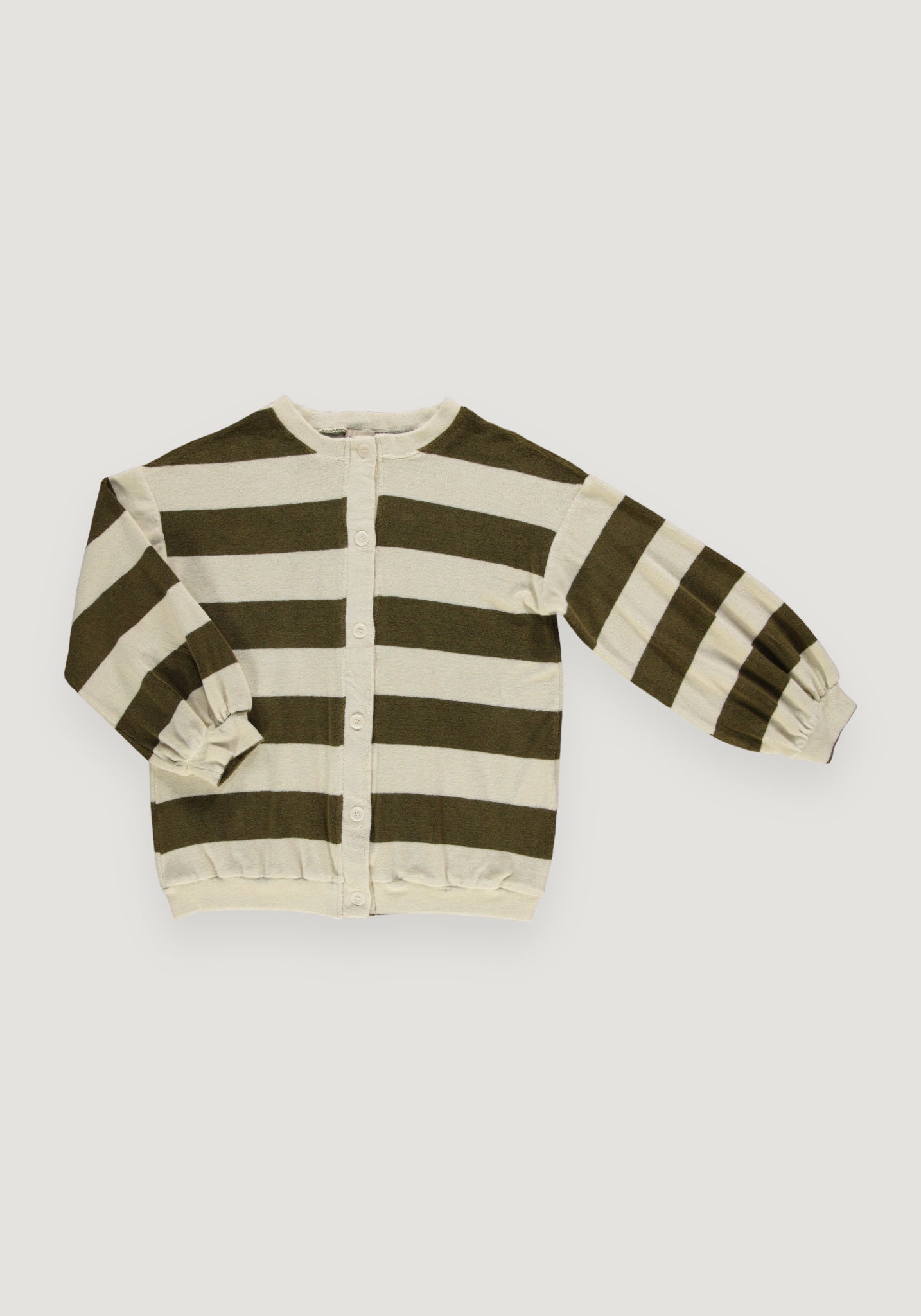 Cardigan terry femei din bumbac - Brunelle Stripe Fir Green XS