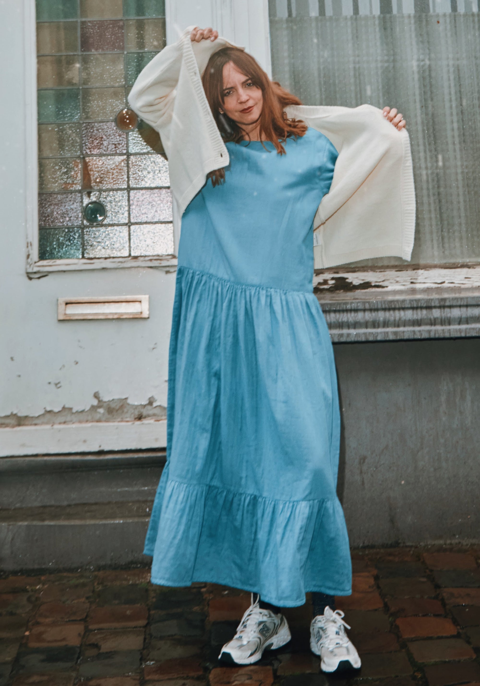 Cardigan tricotat femei din lână reciclată - Petale Ivory