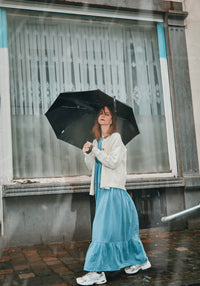 Rochie femei din muselină dublă de bumbac - Garua Faded Denim