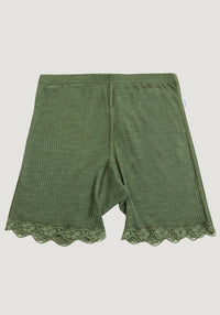 Shorts femei din lână merinos și matase - Kate Dusty Olive Joha Woman HipHip.ro