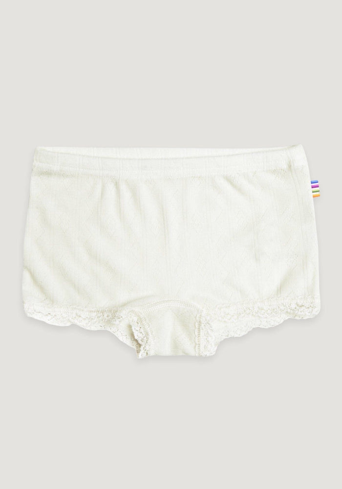 Hipster fete Eyelet din lână merinos și mătase - Basic White Joha HipHip.ro