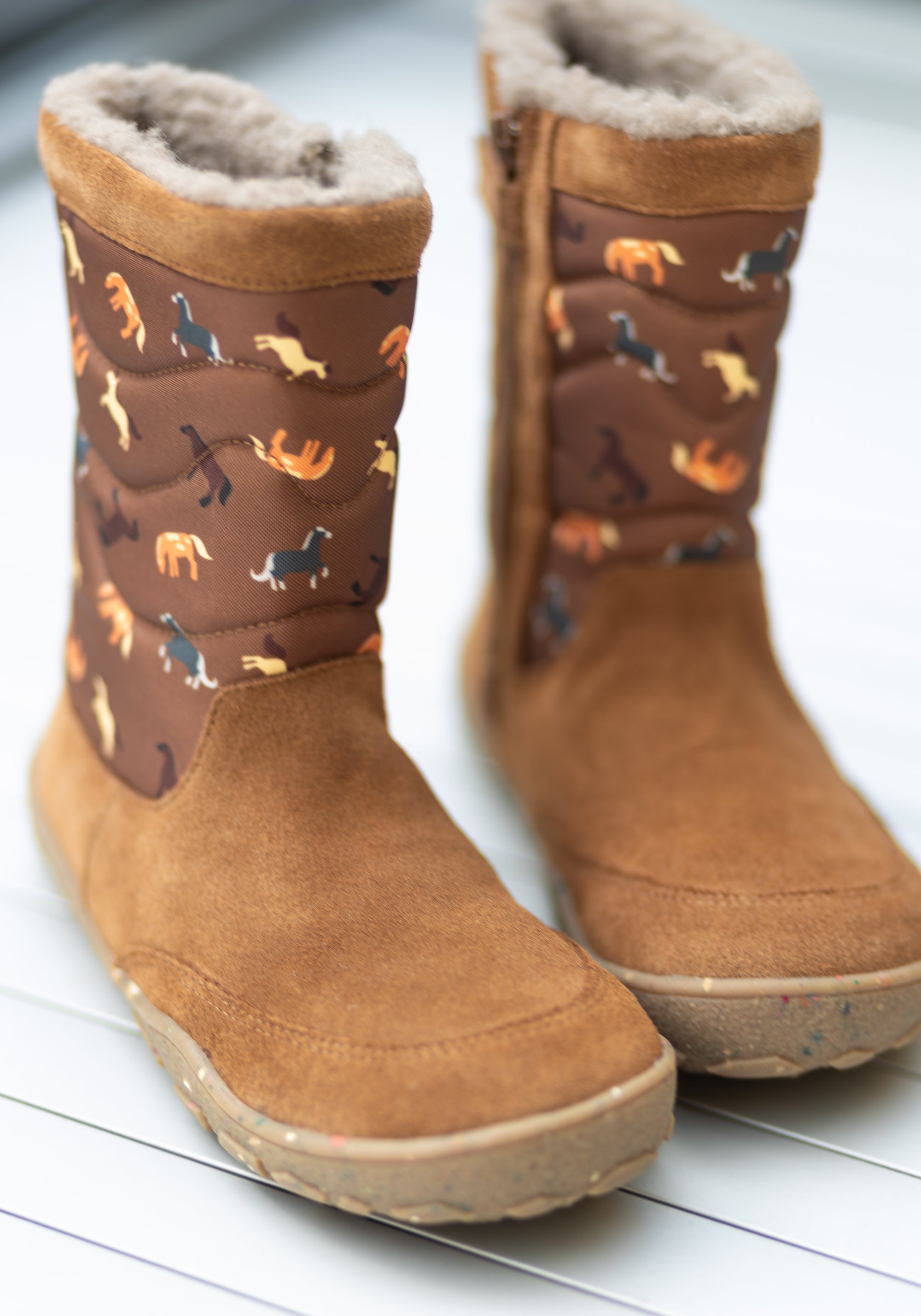 Cizme Barefoot impermeabile îmblănite - Alpaka Hazelnut