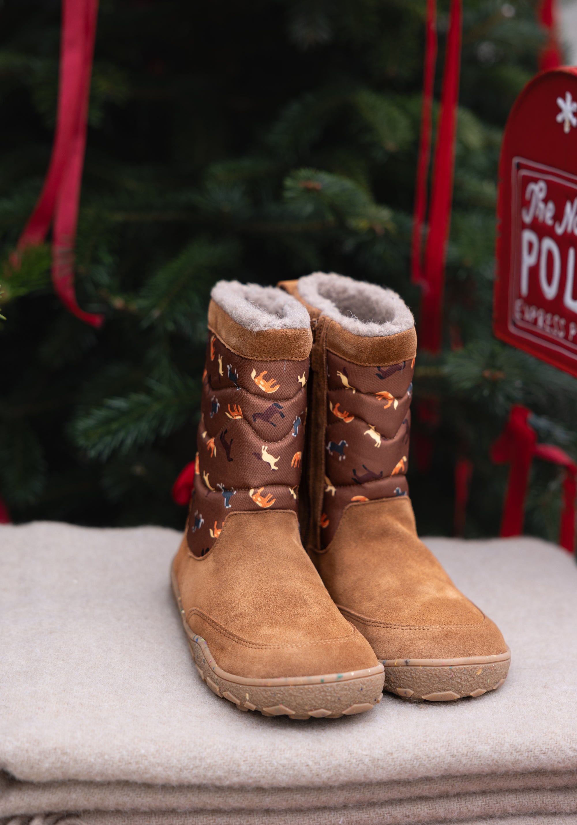 Cizme Barefoot impermeabile îmblănite - Alpaka Hazelnut