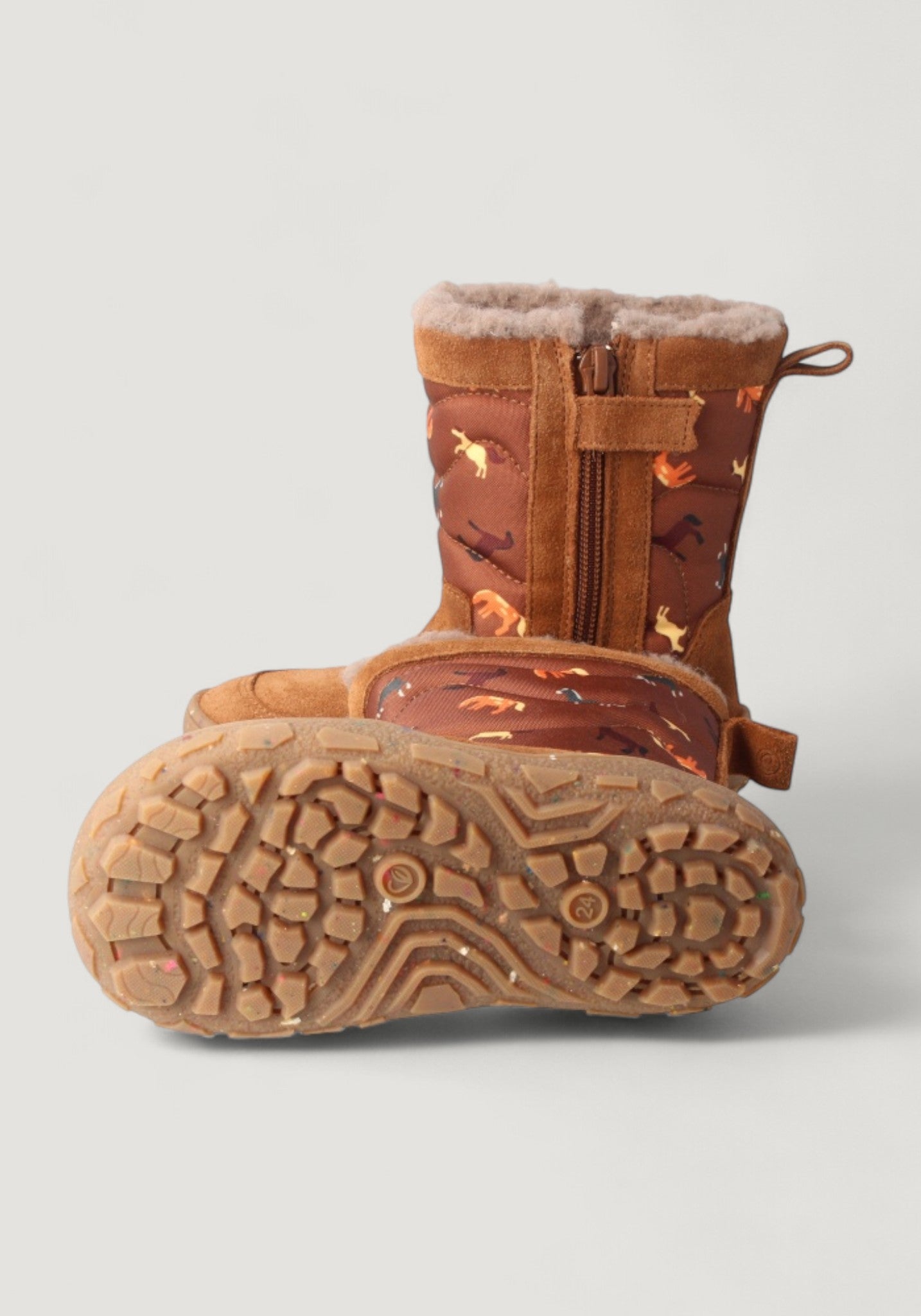 Cizme Barefoot impermeabile îmblănite - Alpaka Hazelnut