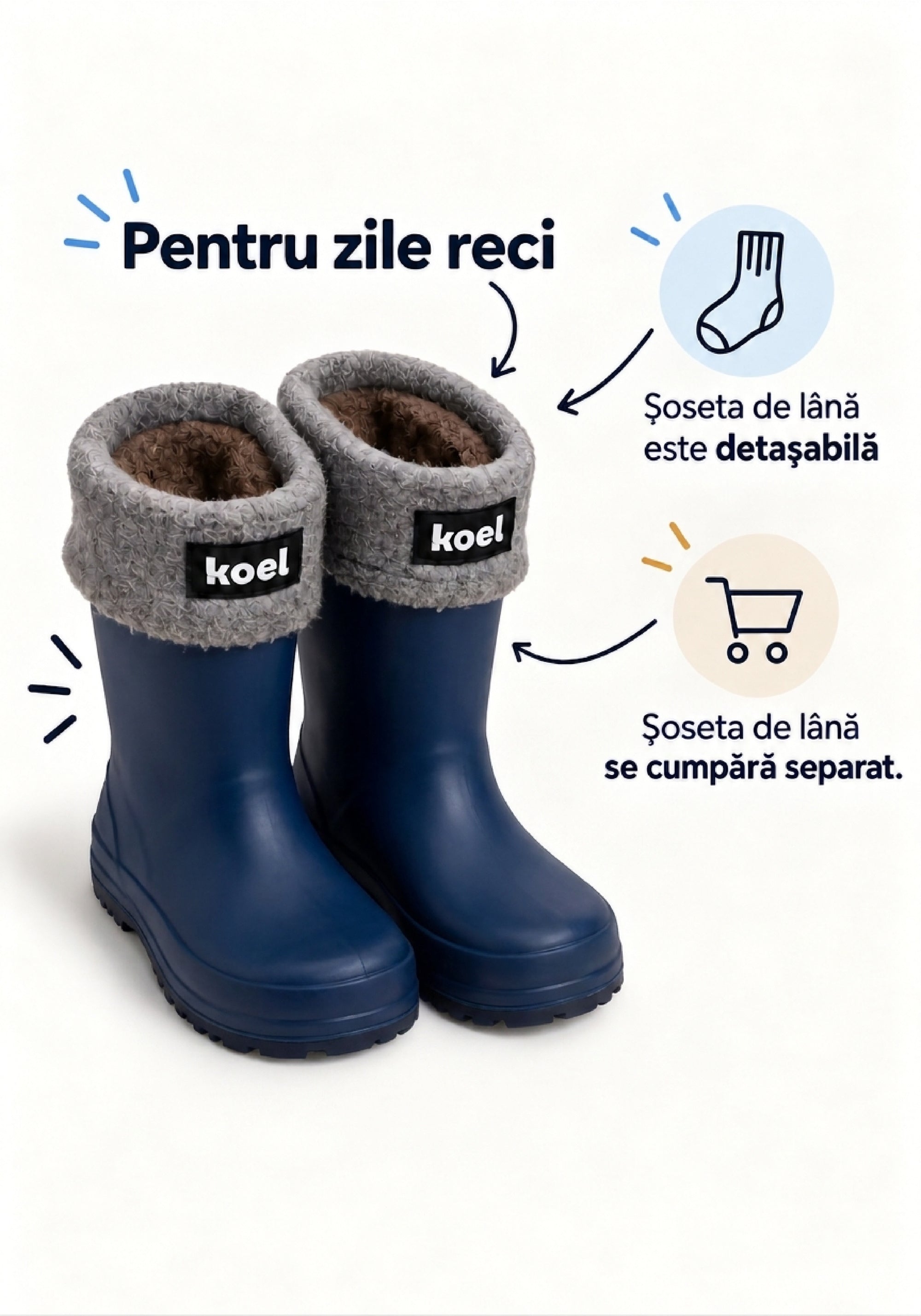 Cizme de cauciuc Barefoot Wide - Wini Blue