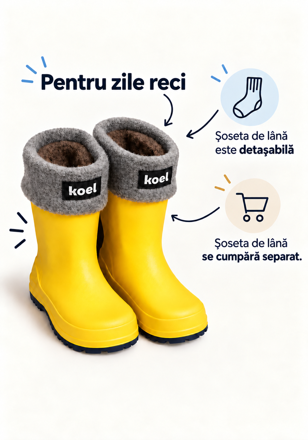 Cizme de cauciuc Barefoot Wide - Wini Yellow