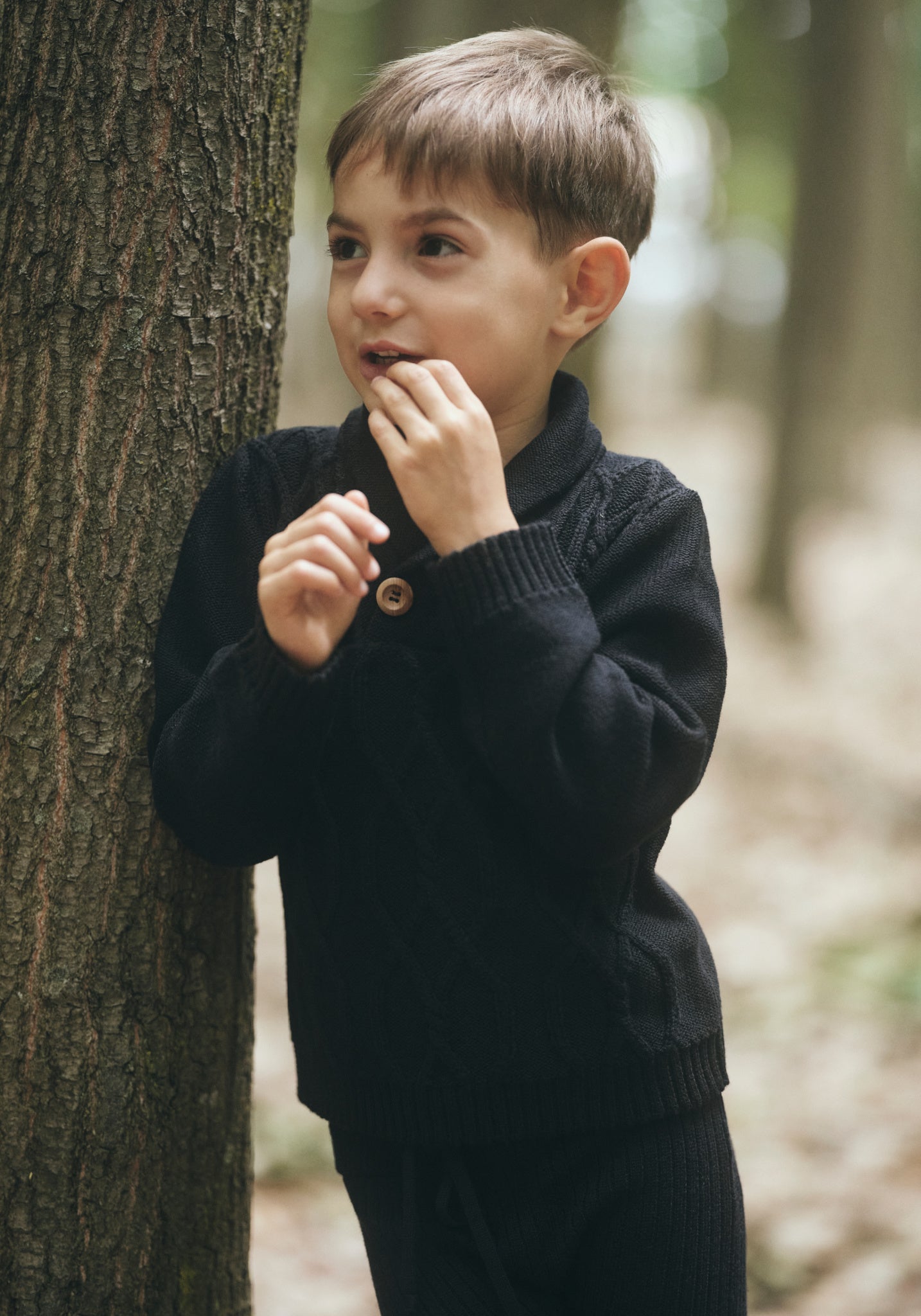 Colanti Big Rib din lână merinos - Bleumarin Oona HipHip.ro