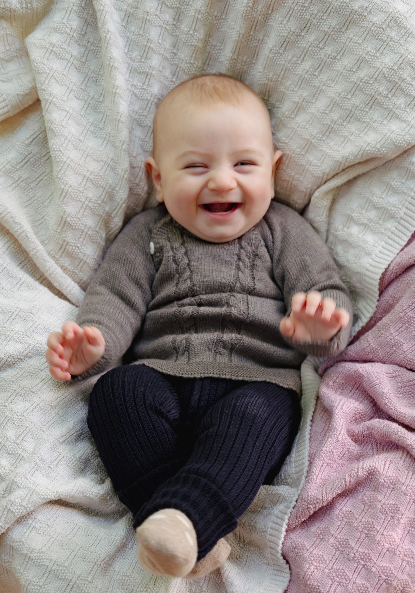 Colanti Big Rib din lână merinos - Bleumarin Oona HipHip.ro