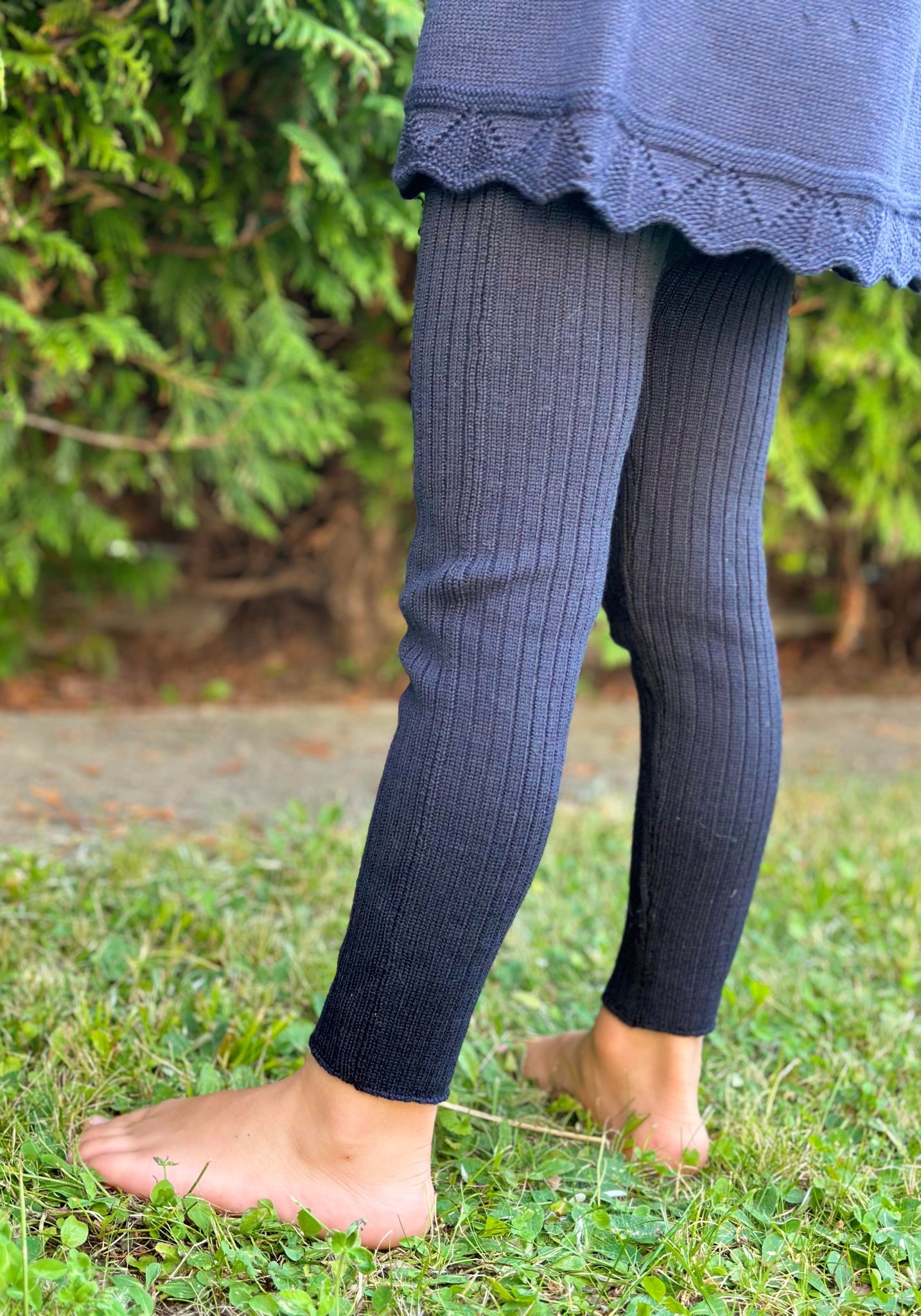 Colanti Big Rib din lână merinos - Bleumarin Oona HipHip.ro