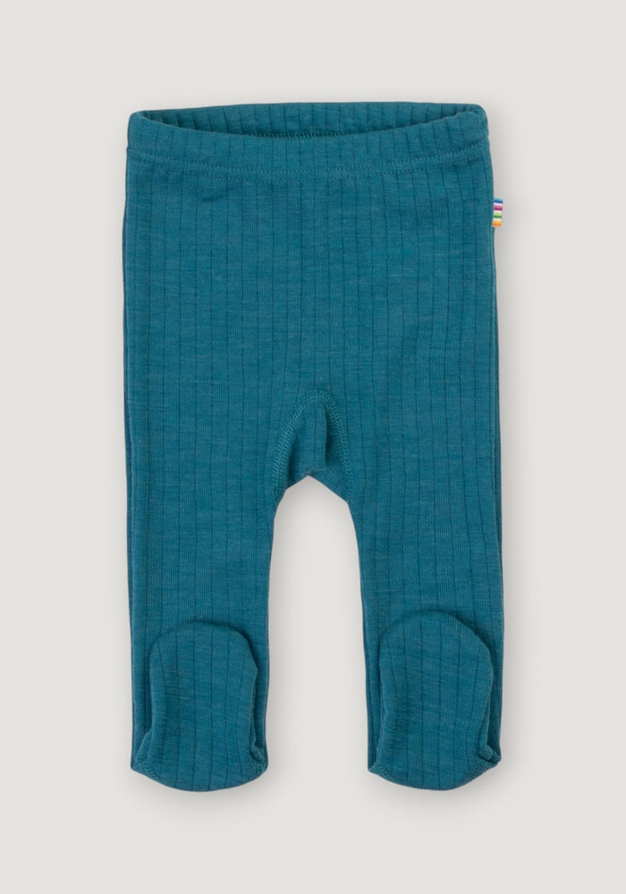 Colanți cu șosete din lână merinos - Basic Turquoise