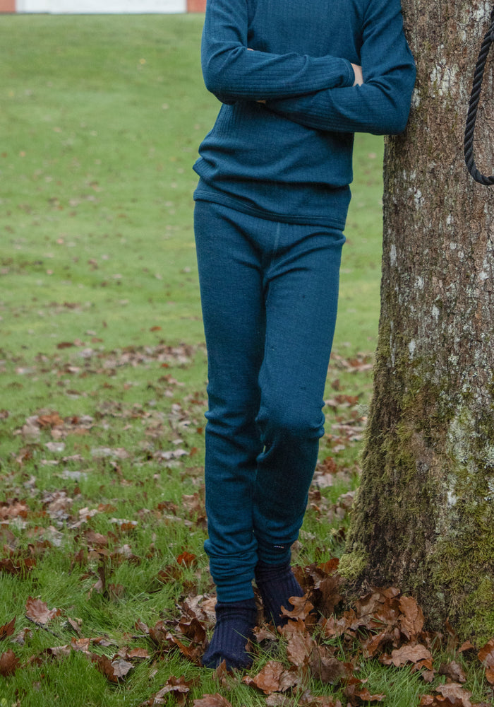Colanți din lână merinos - Basic Dark Turquoise