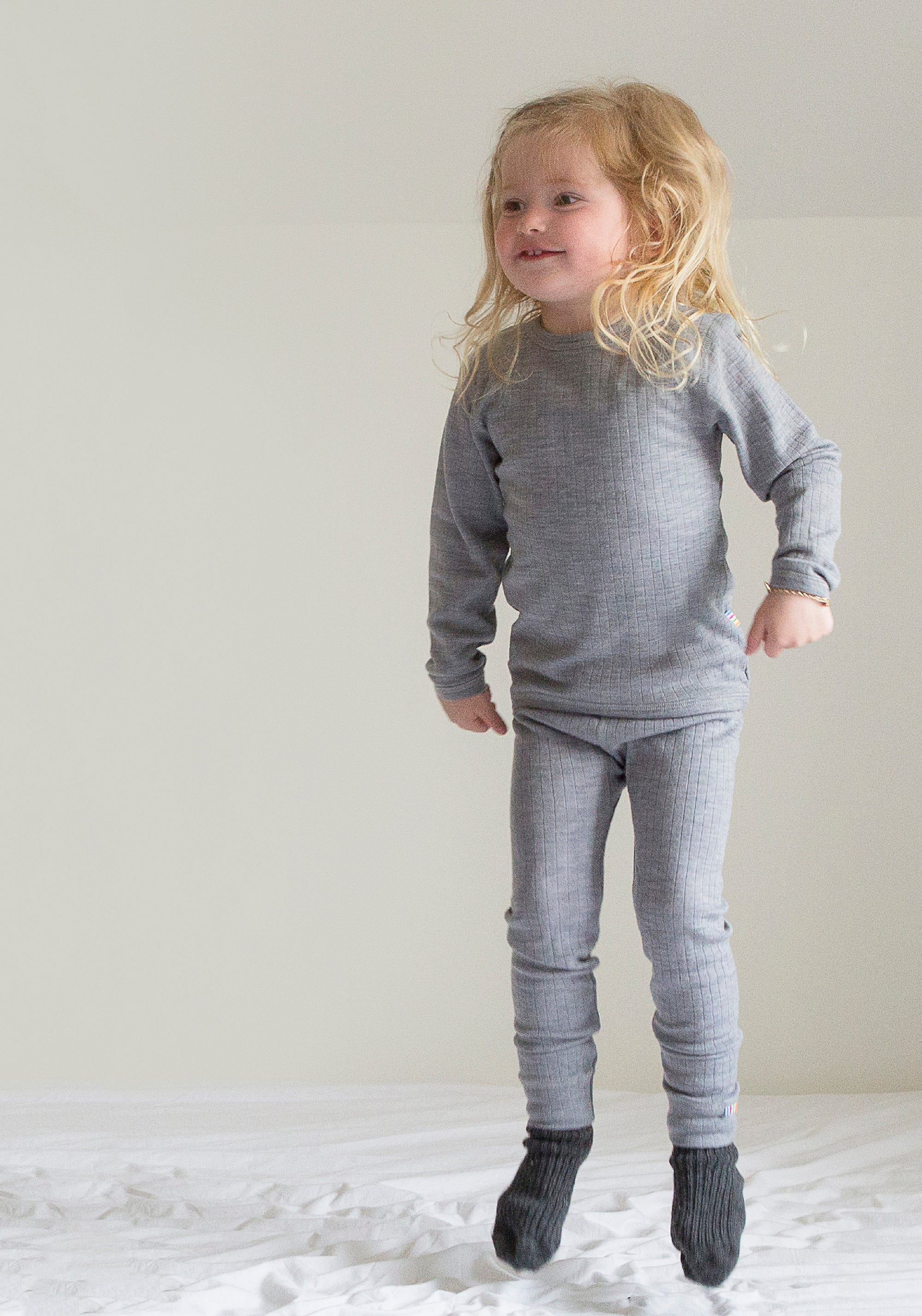 Colanți din lână merinos - Basic Grey