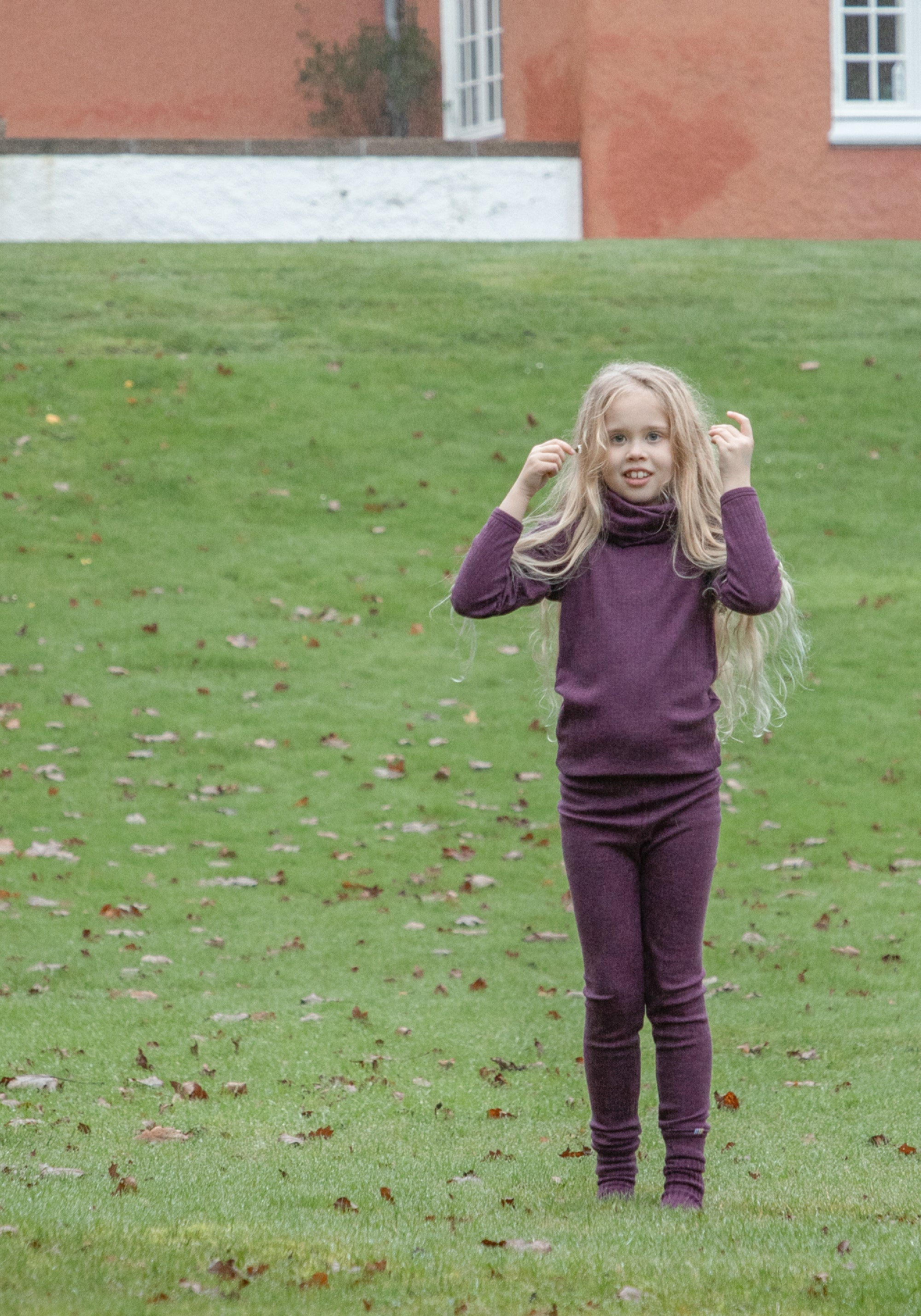 Bluză din lână merinos - Basic Plum