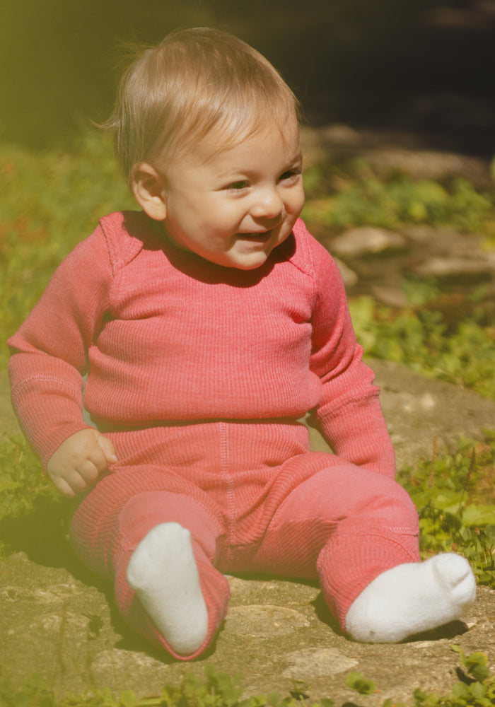 Colanți din lână merinos cu protecții genunchi - Pop Pink ManyMonths HipHip.ro