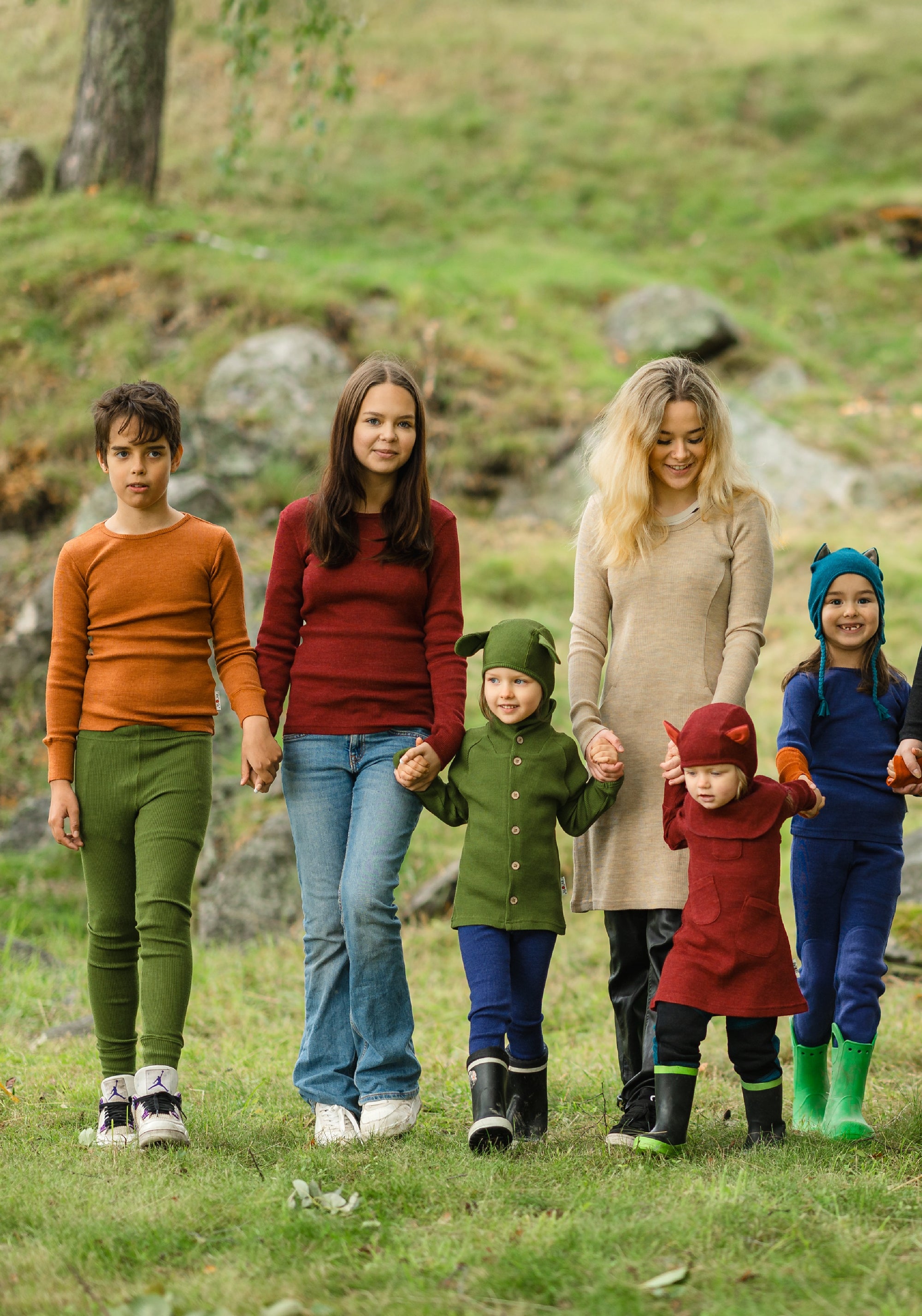 Colanți din lână merinos - Garden Moss Green