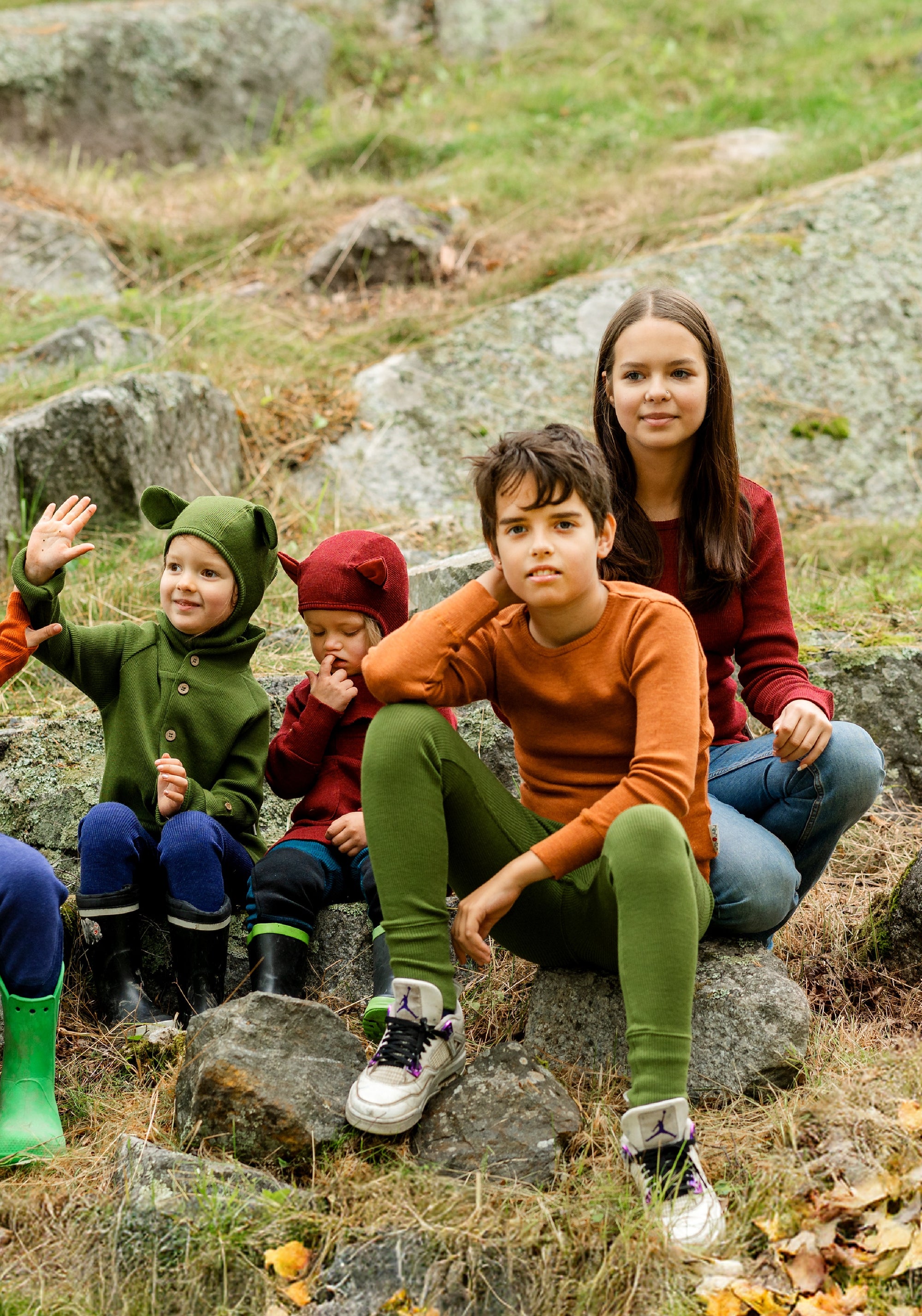 Colanți din lână merinos - Garden Moss Green