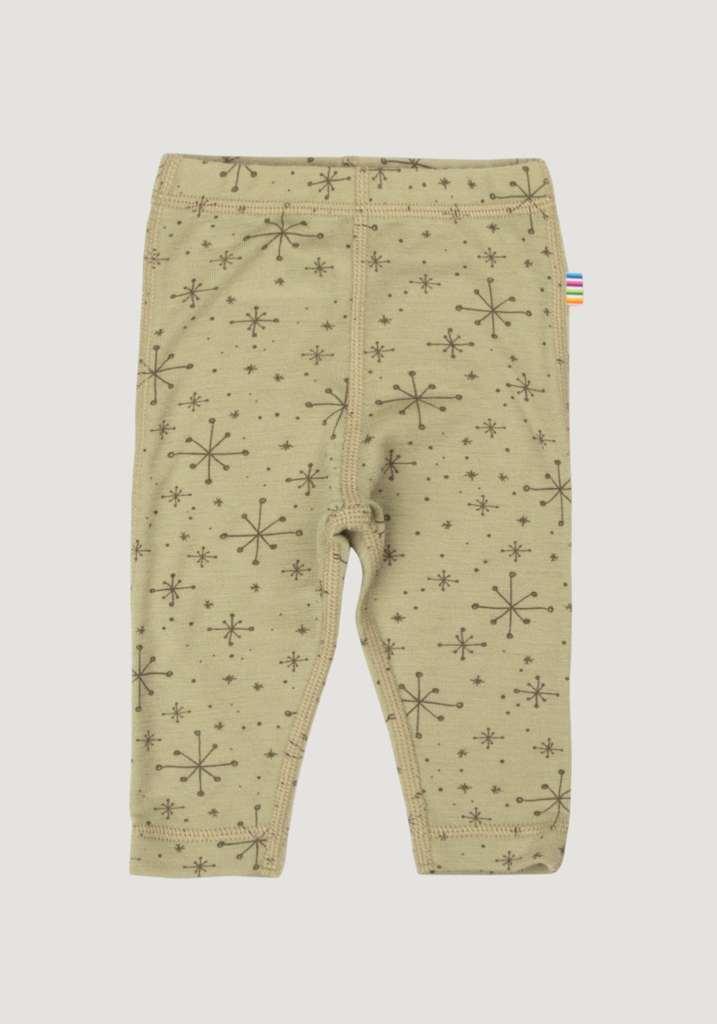 Colanți din lână merinos - Handdrawn Snowflake Light Olive