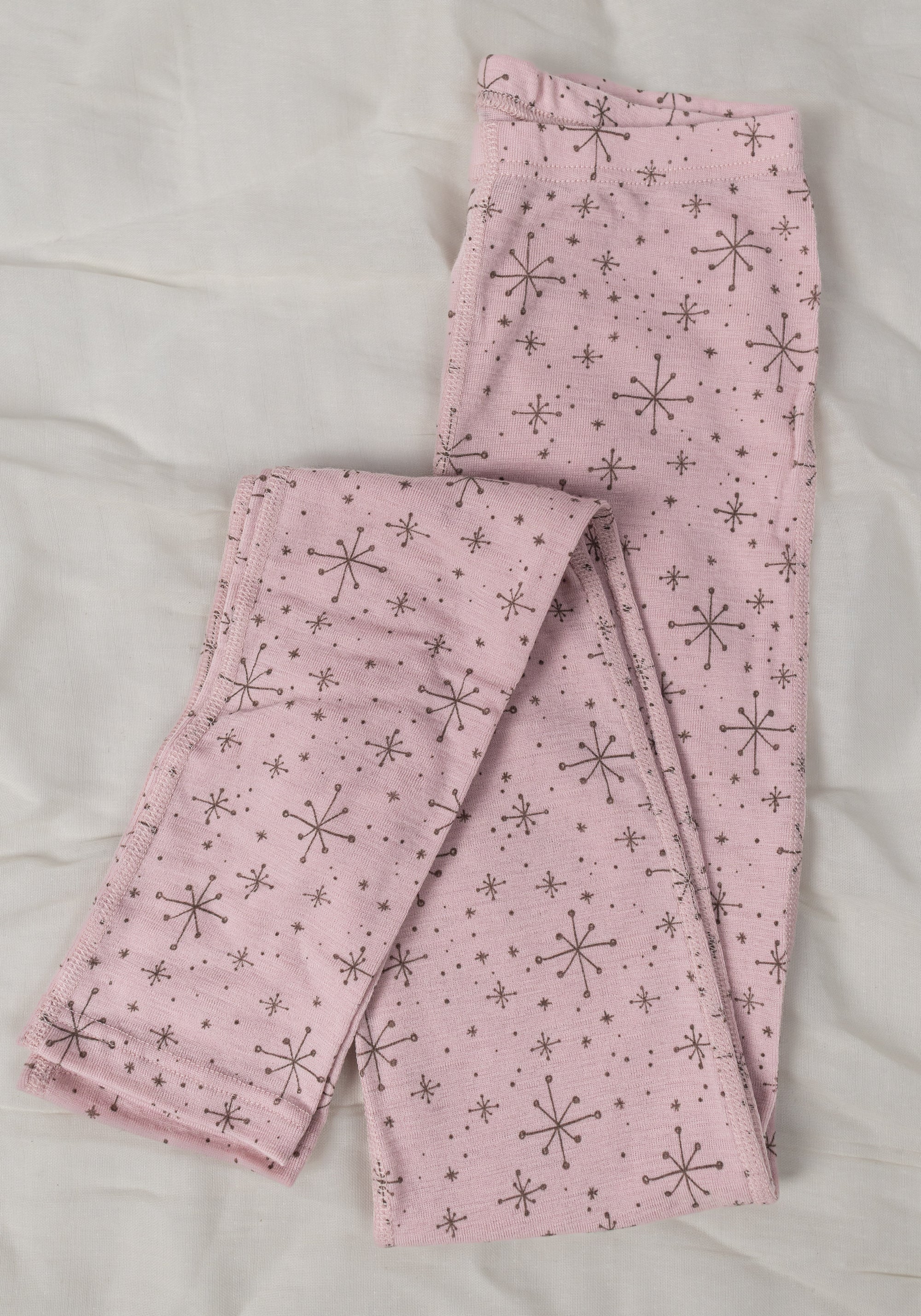 Colanți din lână merinos - Handdrawn Snowflake Rosa