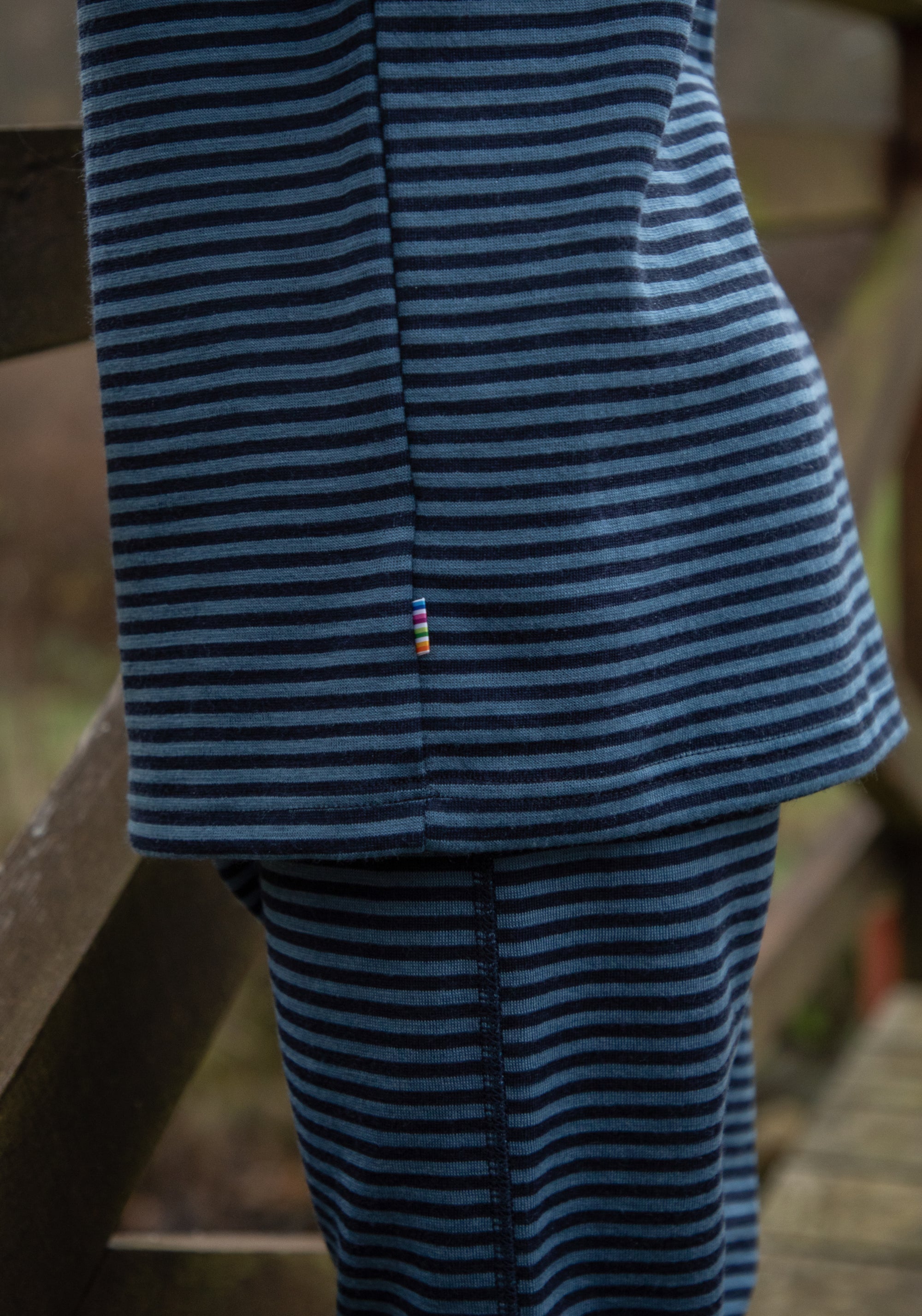 Colanți din lână merinos - Mini Stripe Rose