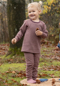 Body lână merinos - Mini Stripe Rose