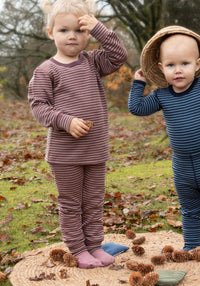 Body lână merinos - Mini Stripe Rose