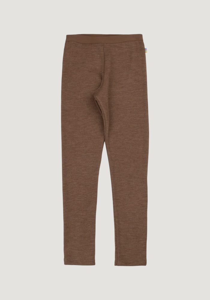 Colanți brushed din lână merinos - Rib Warm Brown