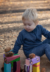 Cardigan din lână merinos și bambus - Propeller Dark Denim