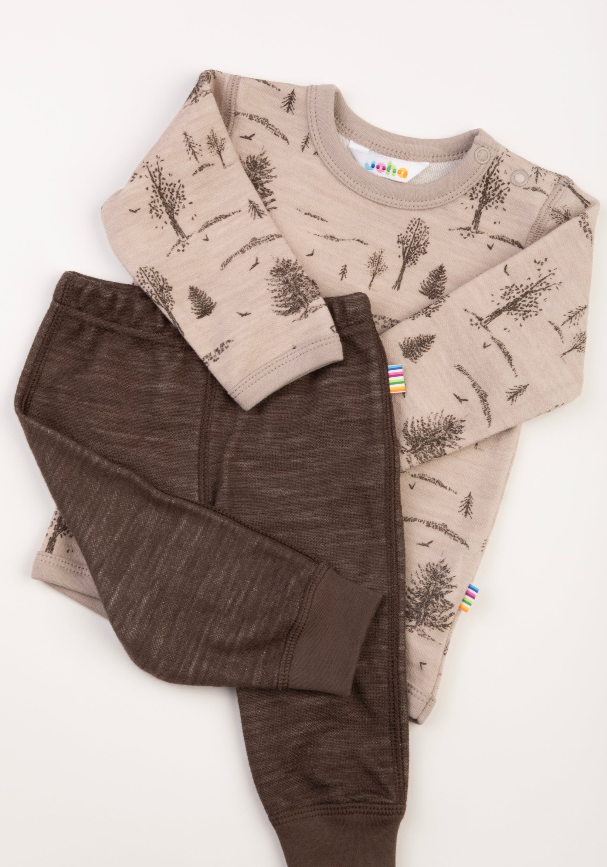 Colanți din lână merinos și bambus - Solid Brown