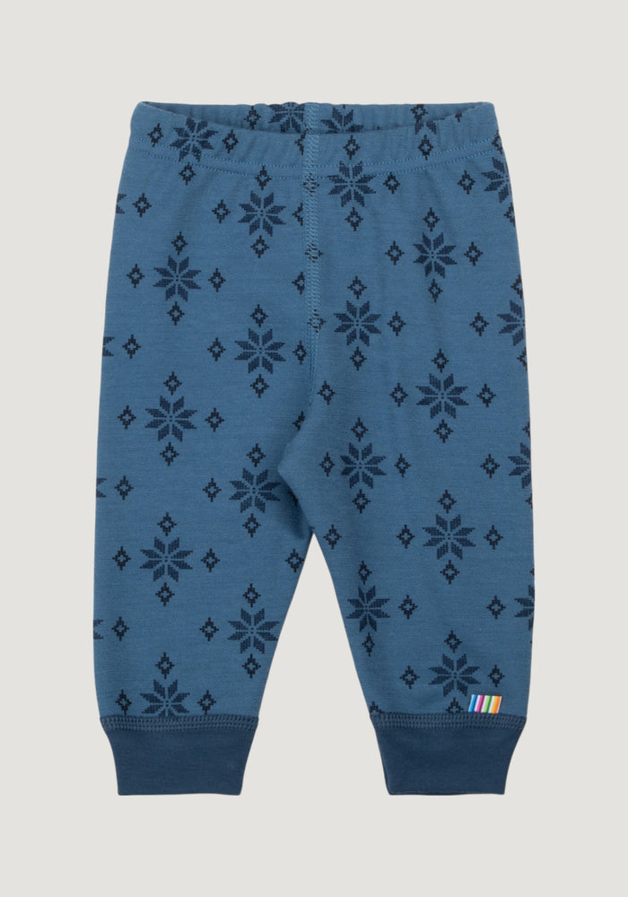 Colanți din lână merinos și bumbac - Ice Crystal Blue