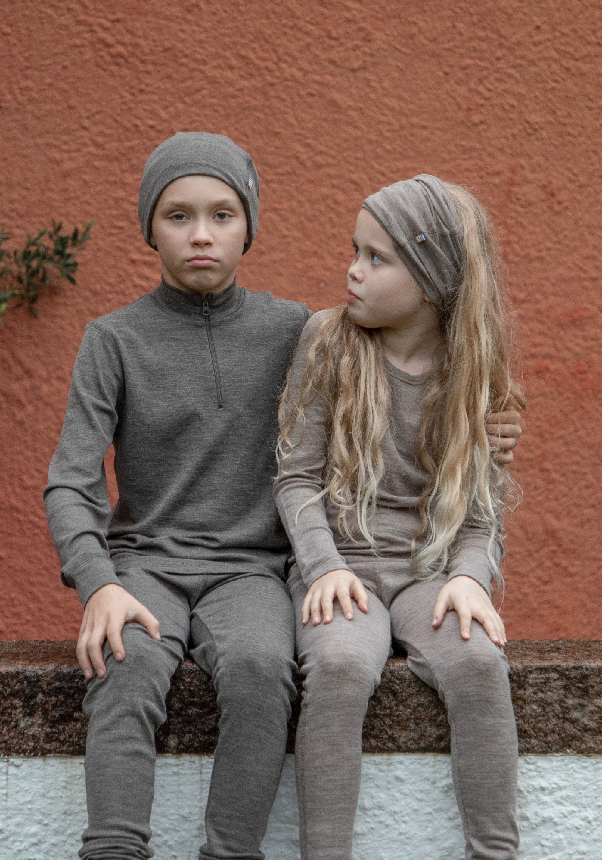 Colanți brushed din lână merinos - Rib Warm Brown