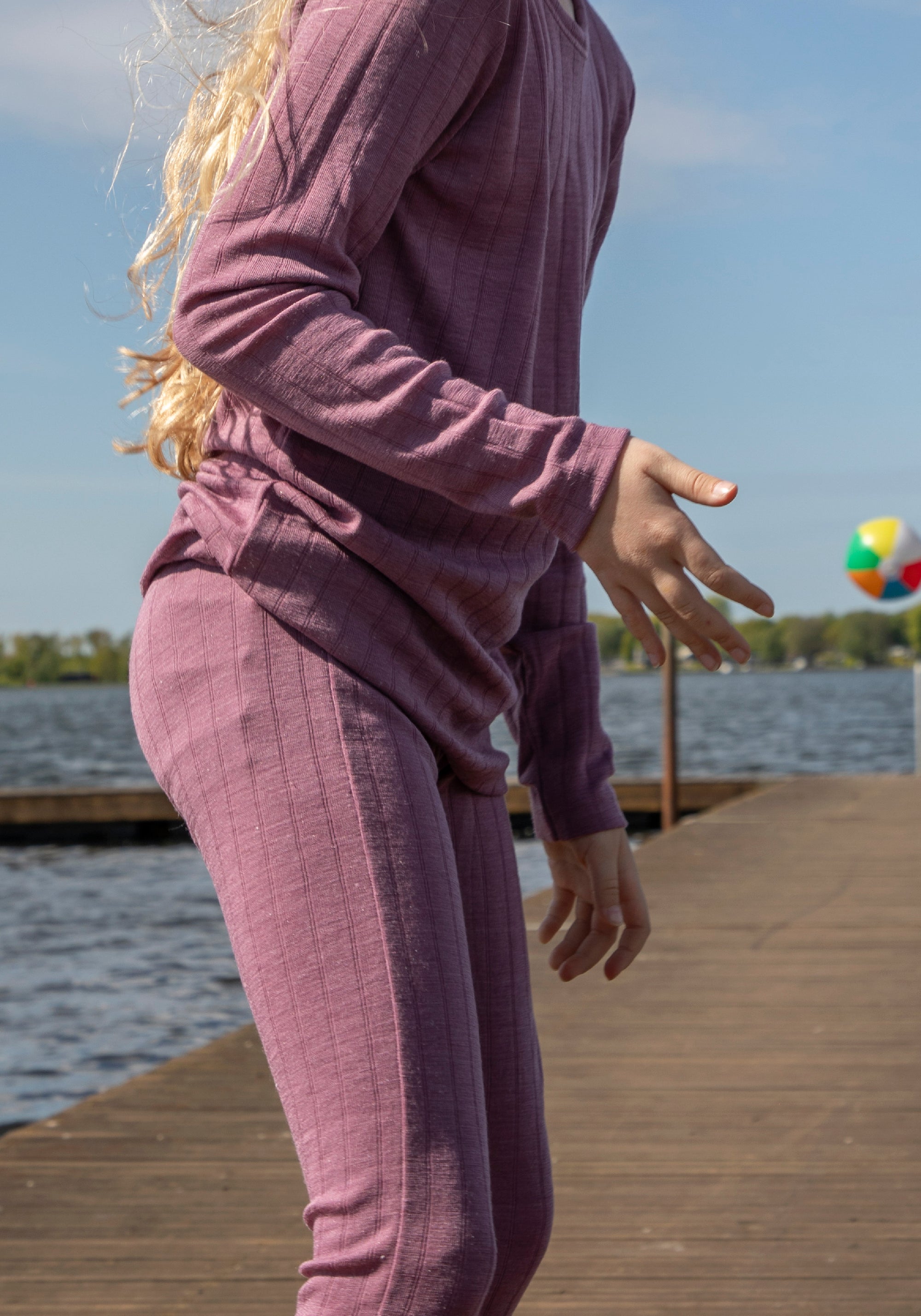 Colanți din lână merinos și mătase - Heather