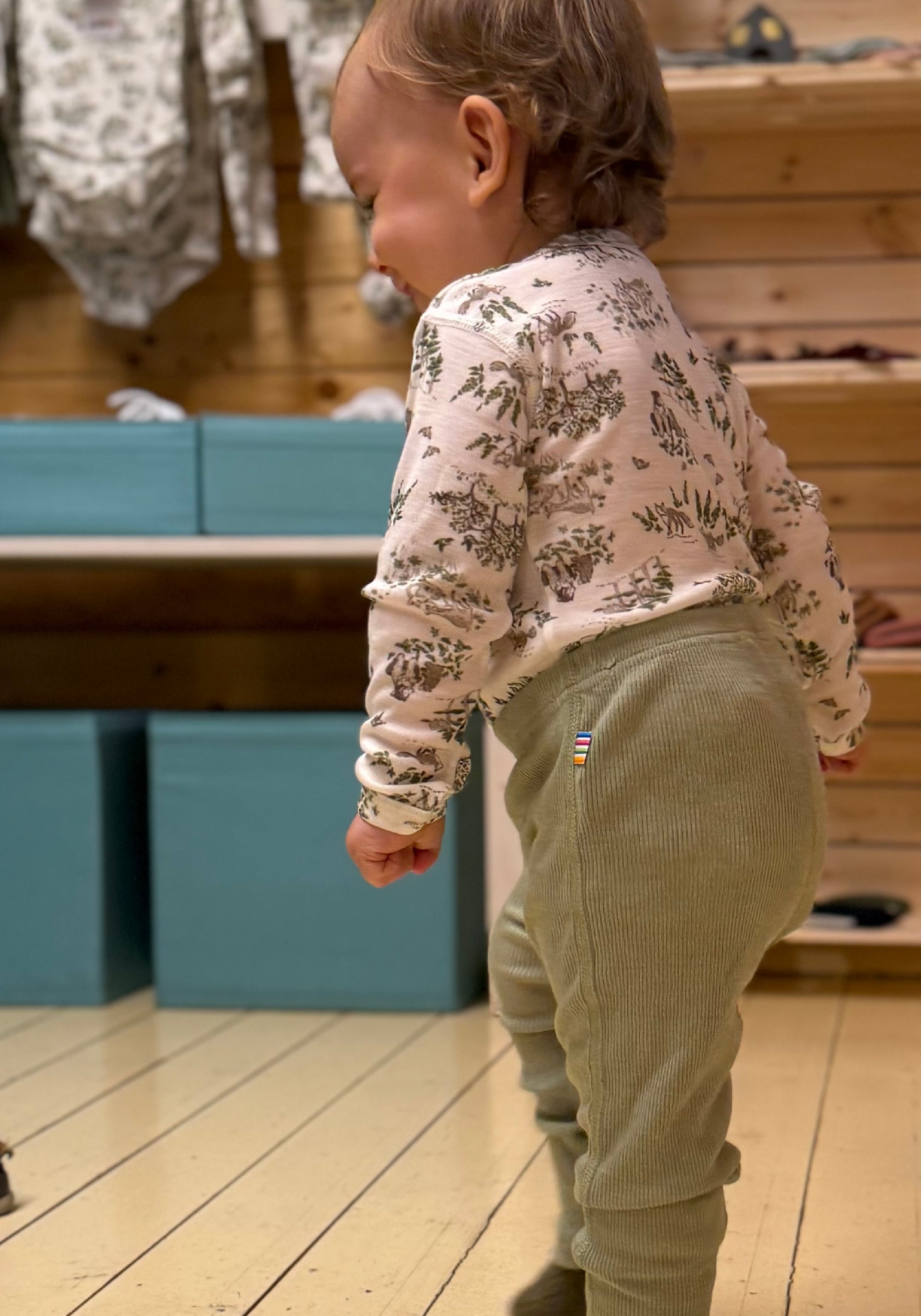 Colanți din lână merinos și mătase - Nature Park Green