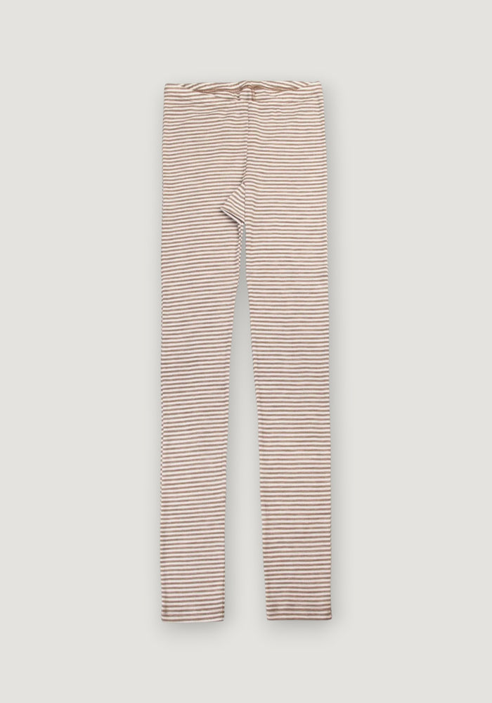 Colanți din lână merinos și mătase - Stripe Dark Beige
