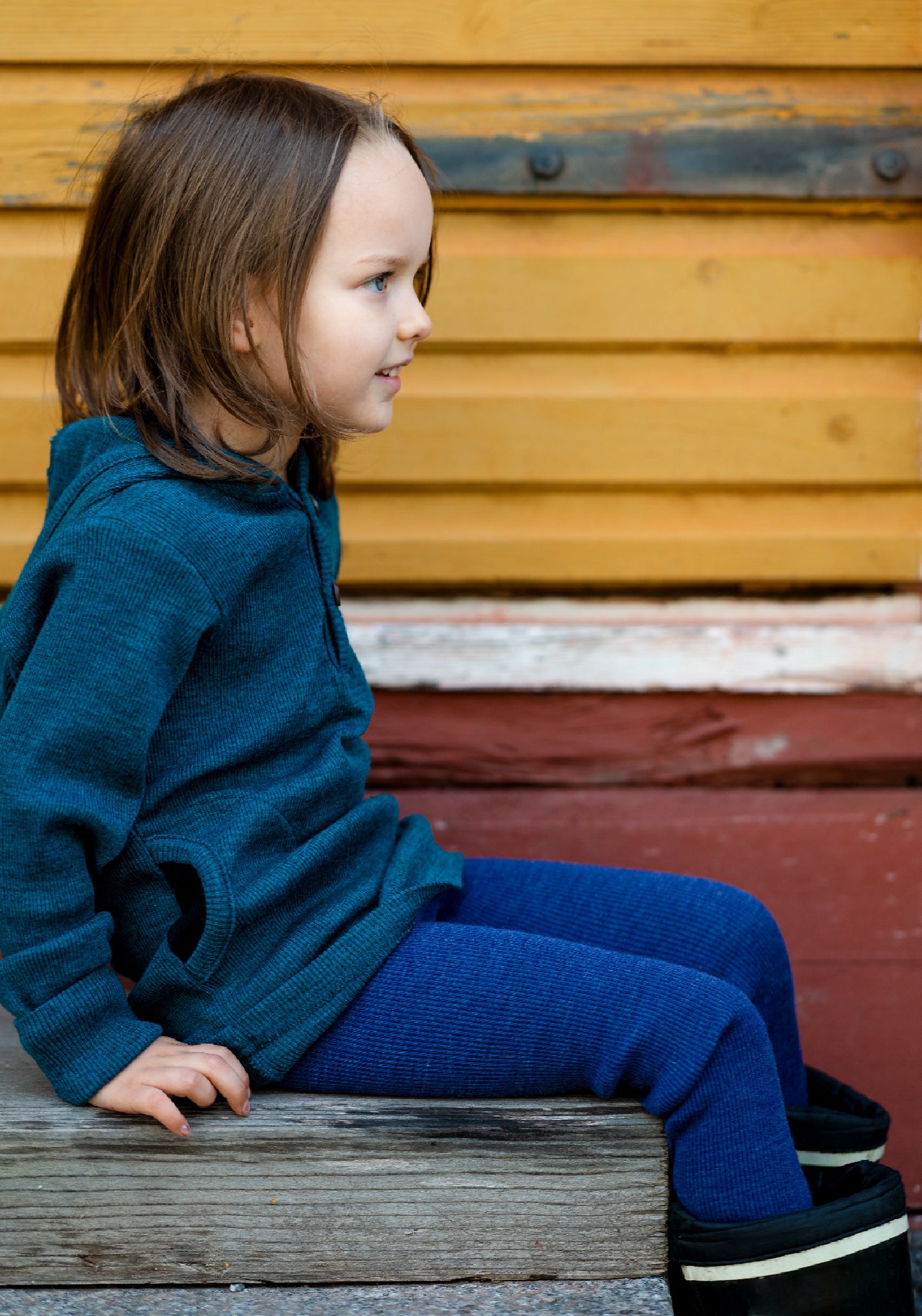 Colanți din lână merinos - Twilight Blue