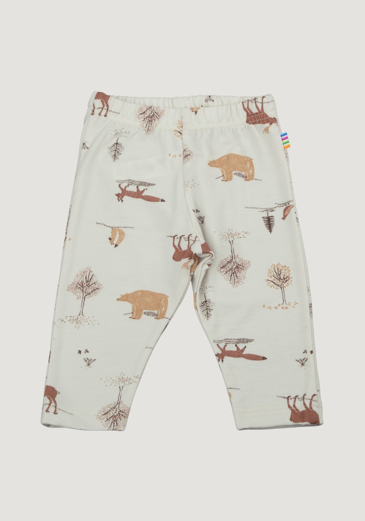 Colanți din lână merinos - Wood Animals Light Beige