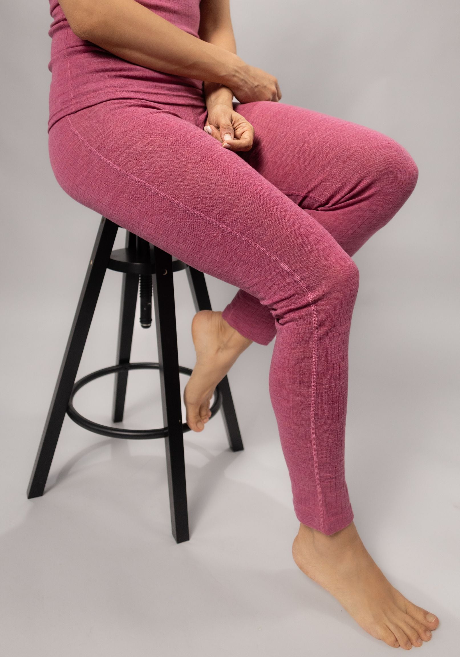 Colanți femei din lână merinos - Basic Pink