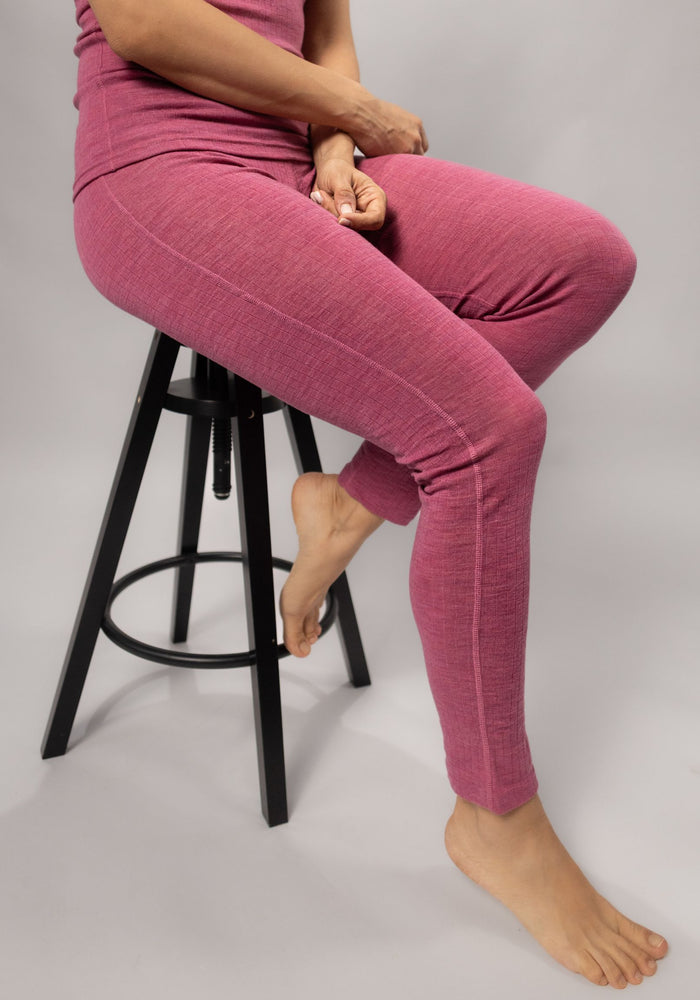 Colanți femei din lână merinos - Basic Pink