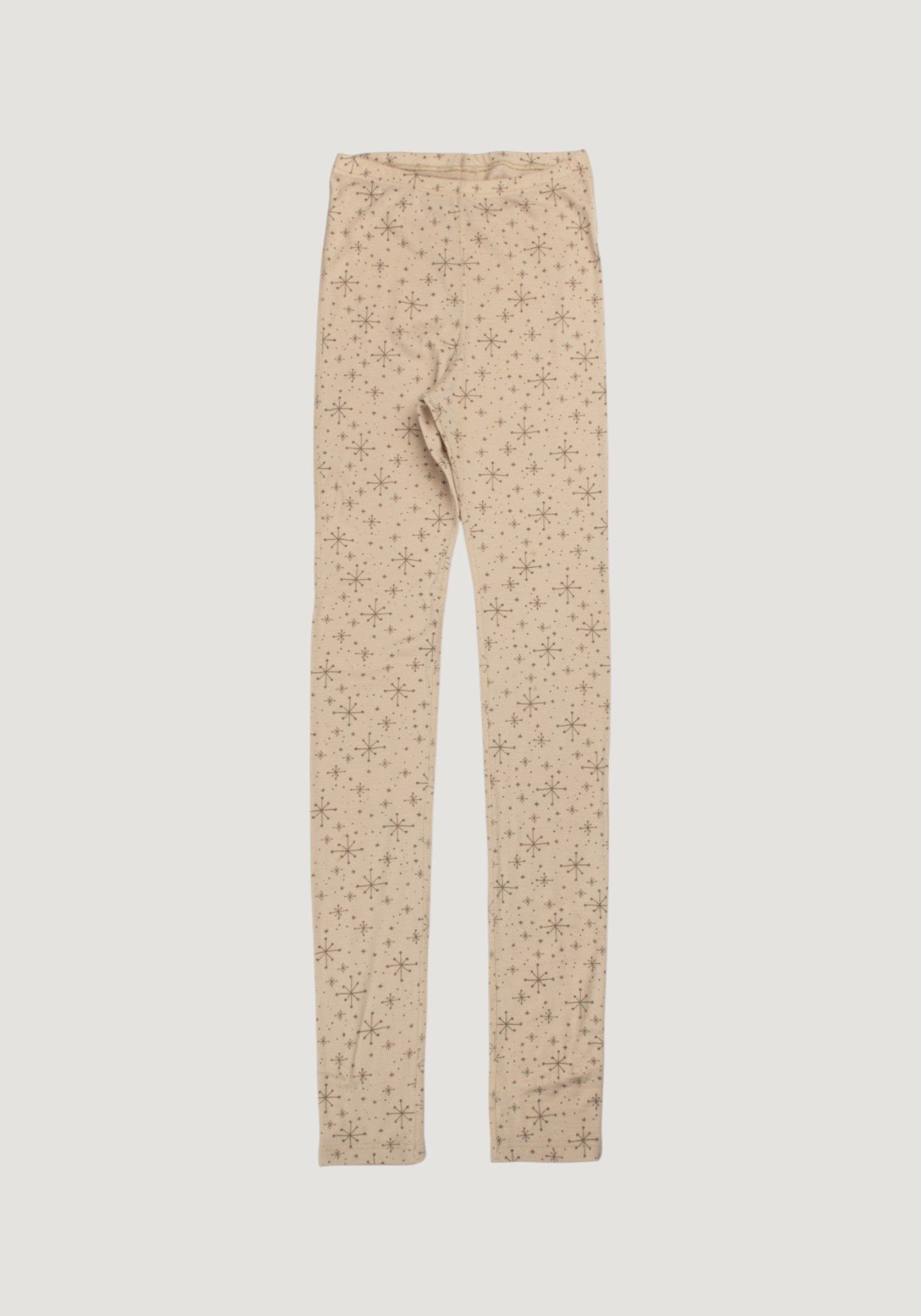 Colanți femei din lână merinos - Handdrawn Snowflake Beige