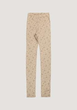 Colanți femei din lână merinos - Handdrawn Snowflake Beige