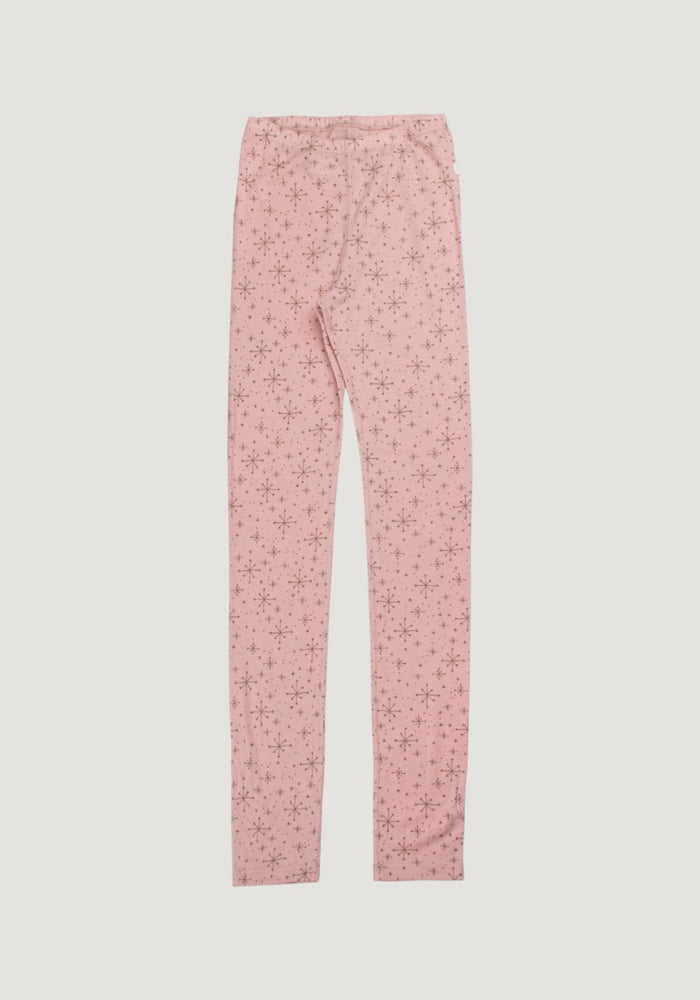 Colanți femei din lână merinos - Handdrawn Snowflake Rosa
