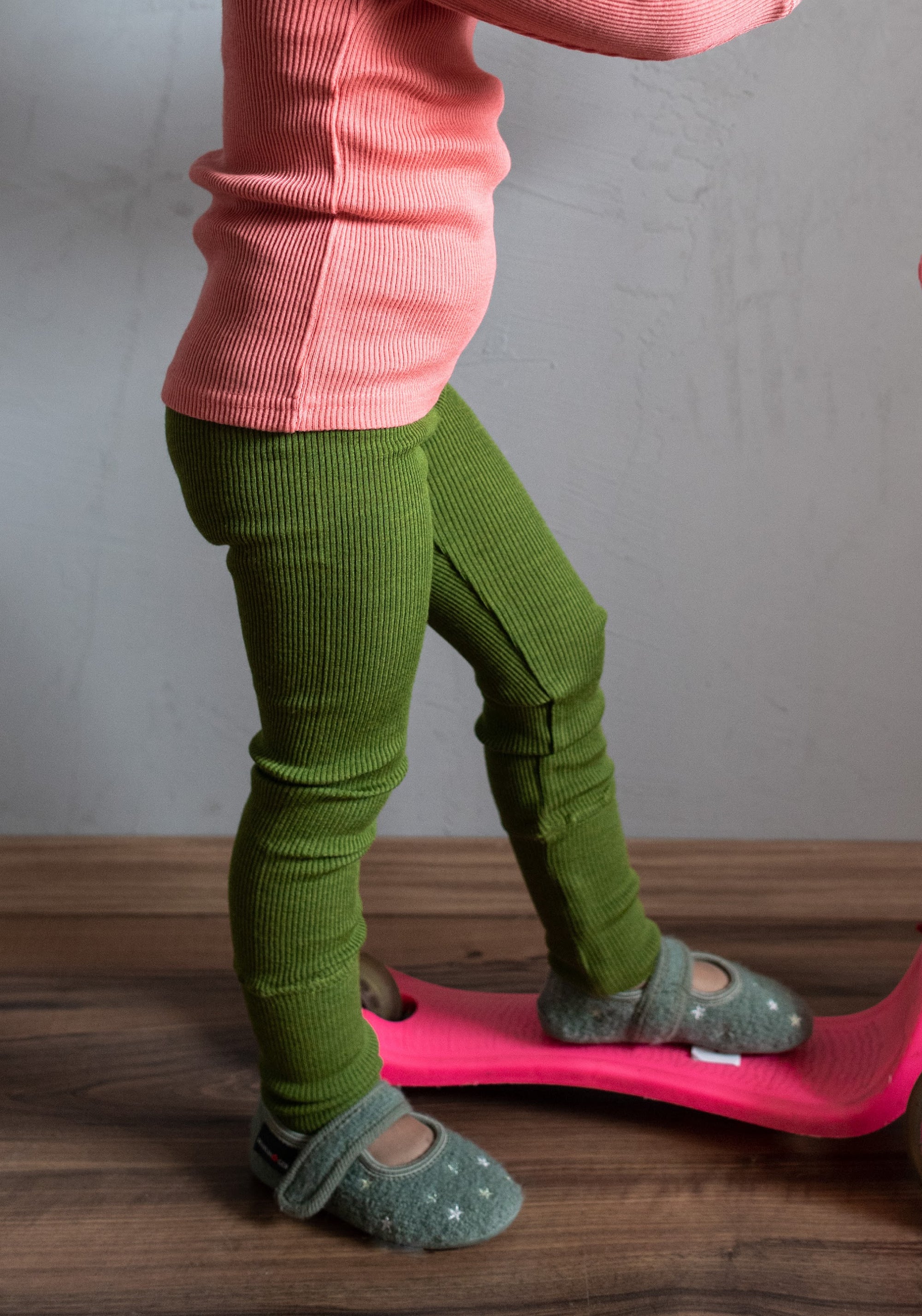 Colanți lână merinos - Garden Moss Green