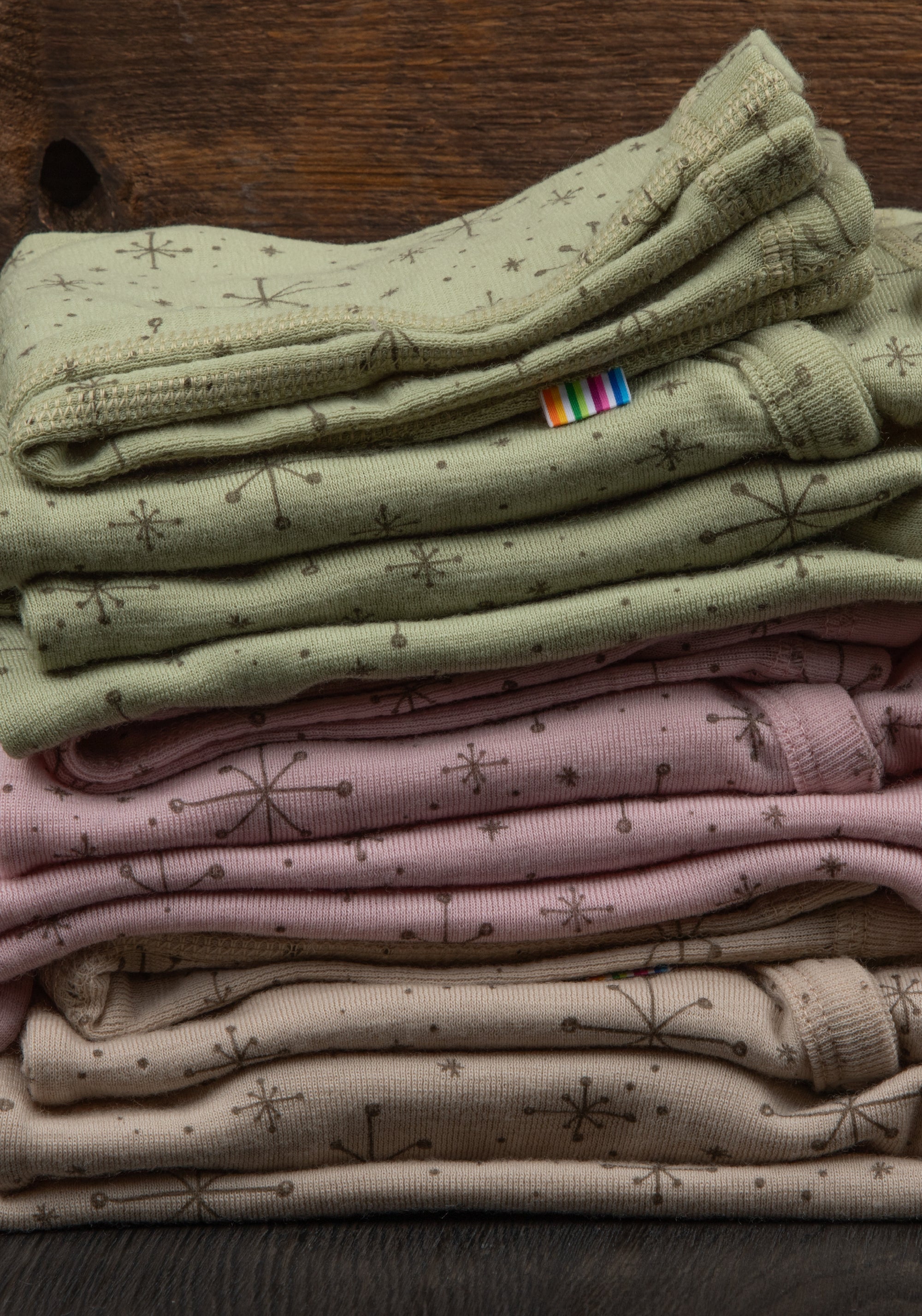 Colanți lână merinos - Handdrawn Snowflake Light Olive