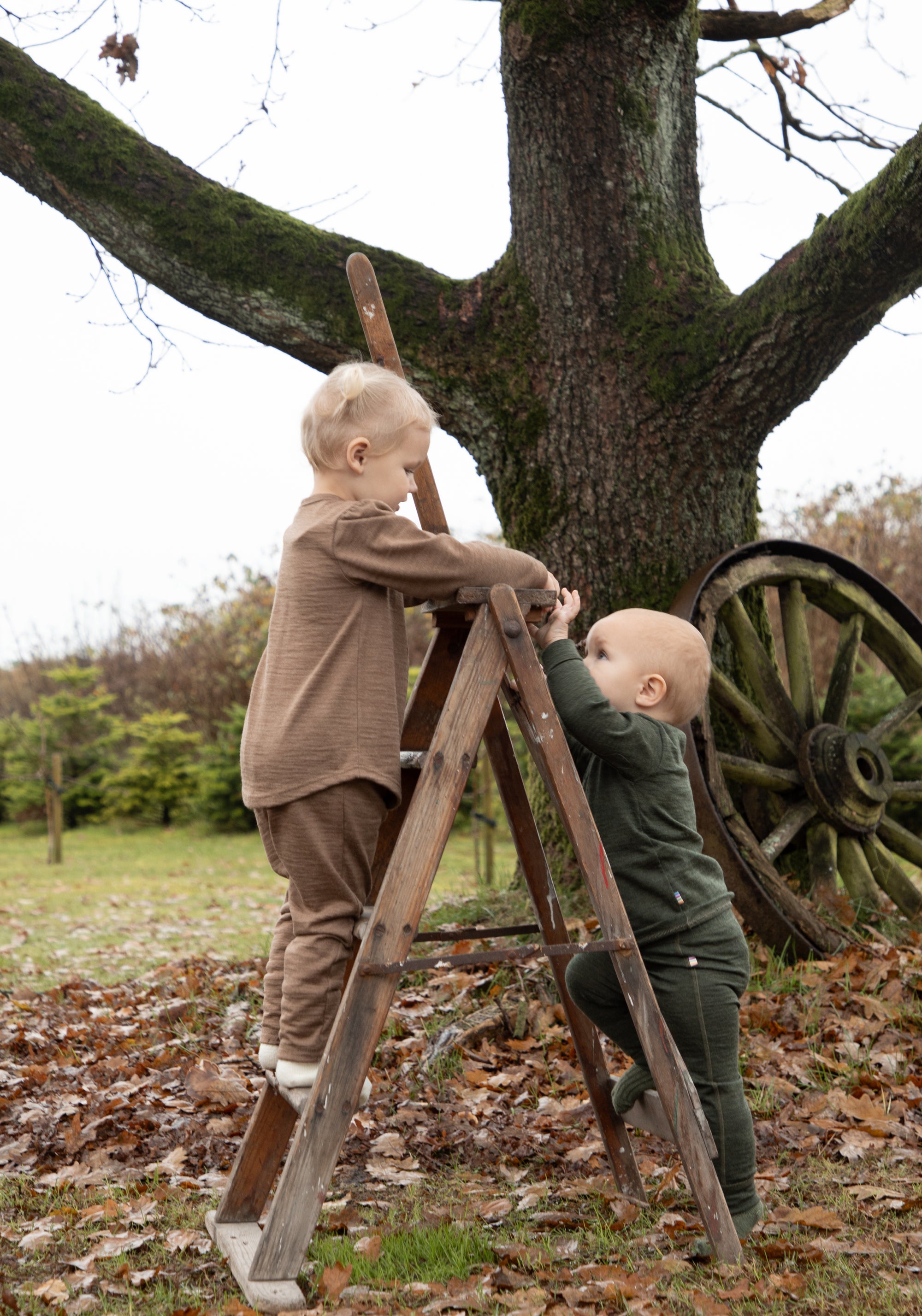 Bluză lână merinos - Single Wool Melange Warm Brown