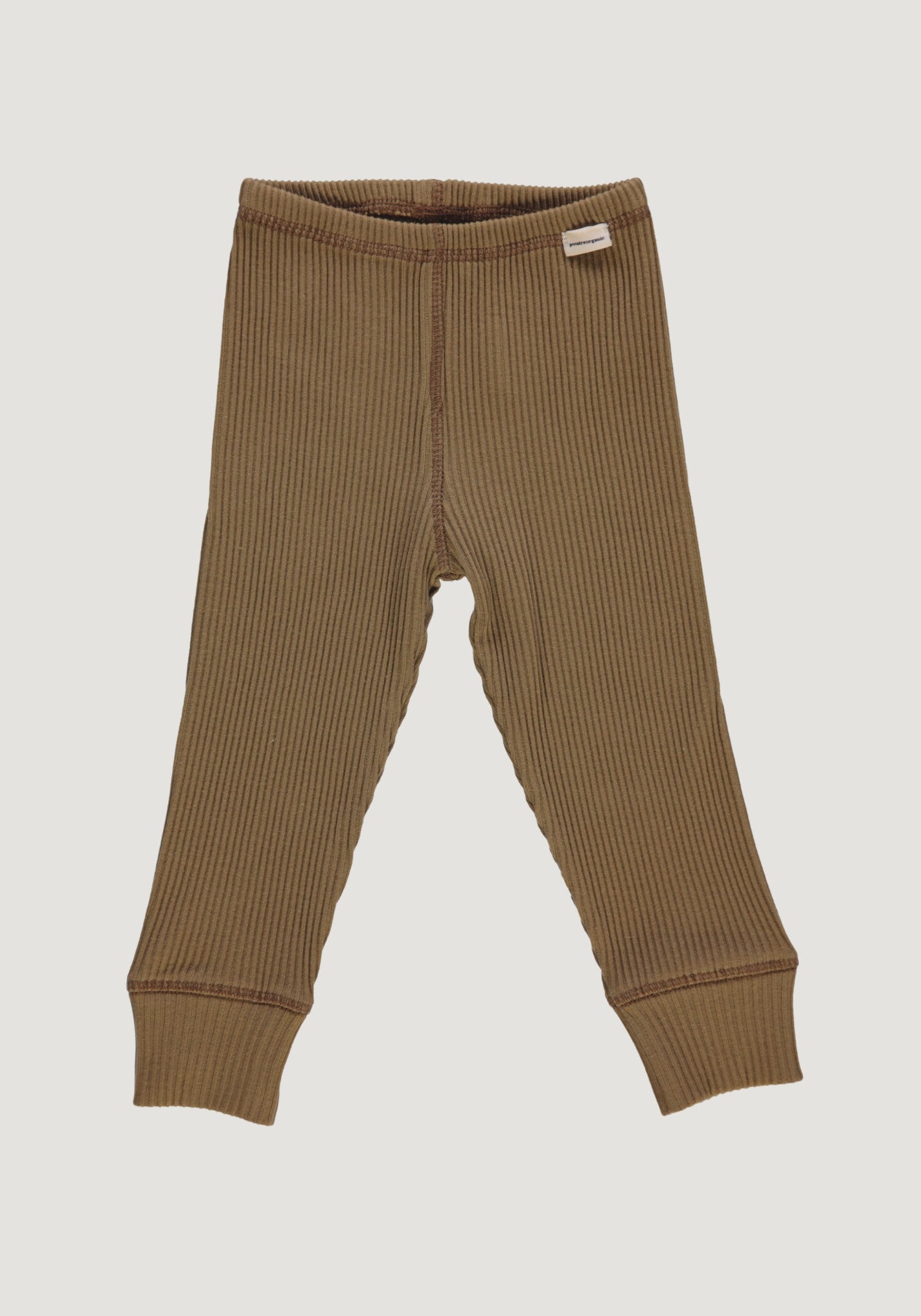 Colanți rib din bumbac - Basilic Dull Gold