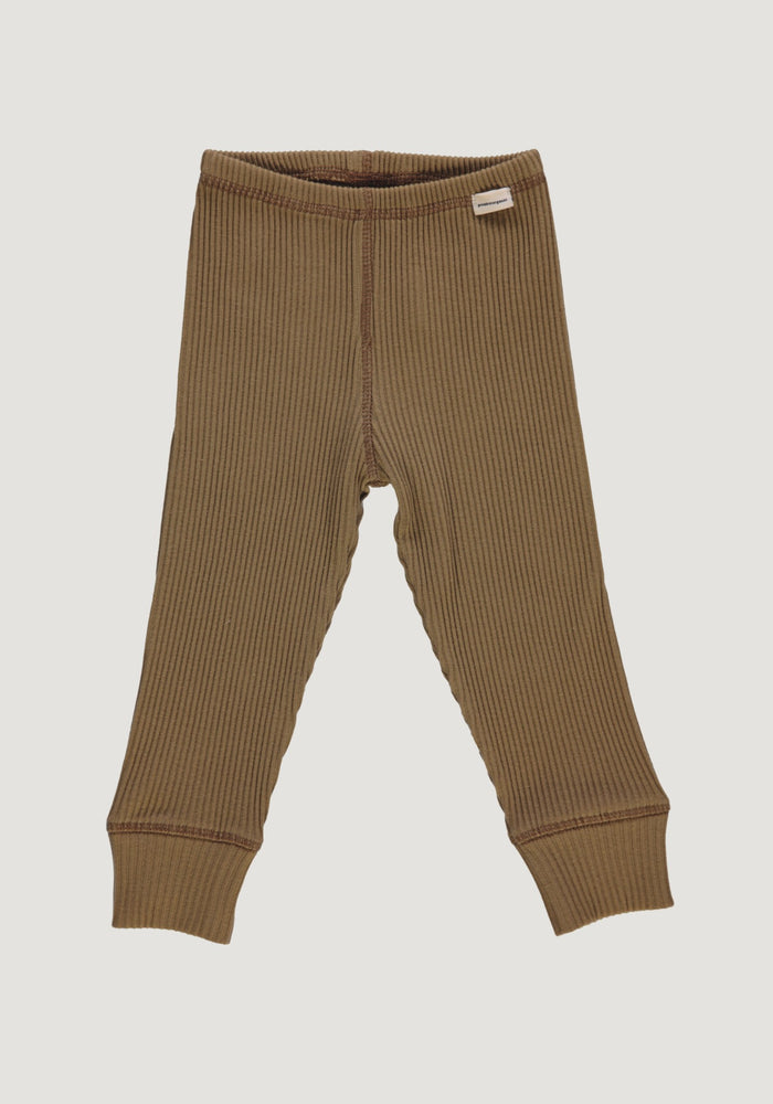 Colanți rib din bumbac - Basilic Dull Gold