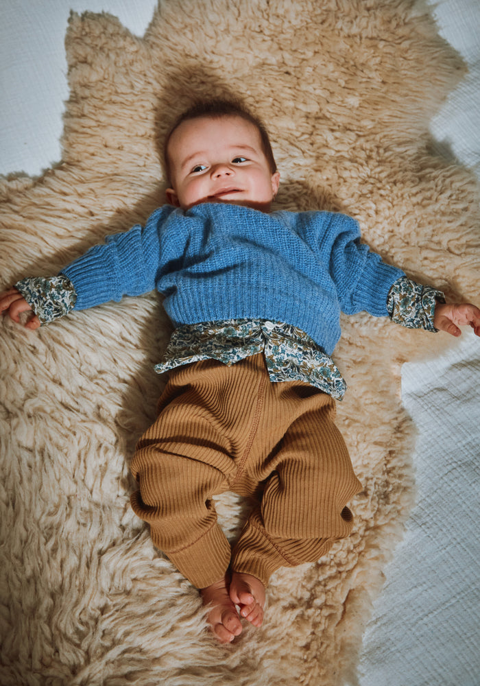 Colanți rib din bumbac - Basilic Dull Gold