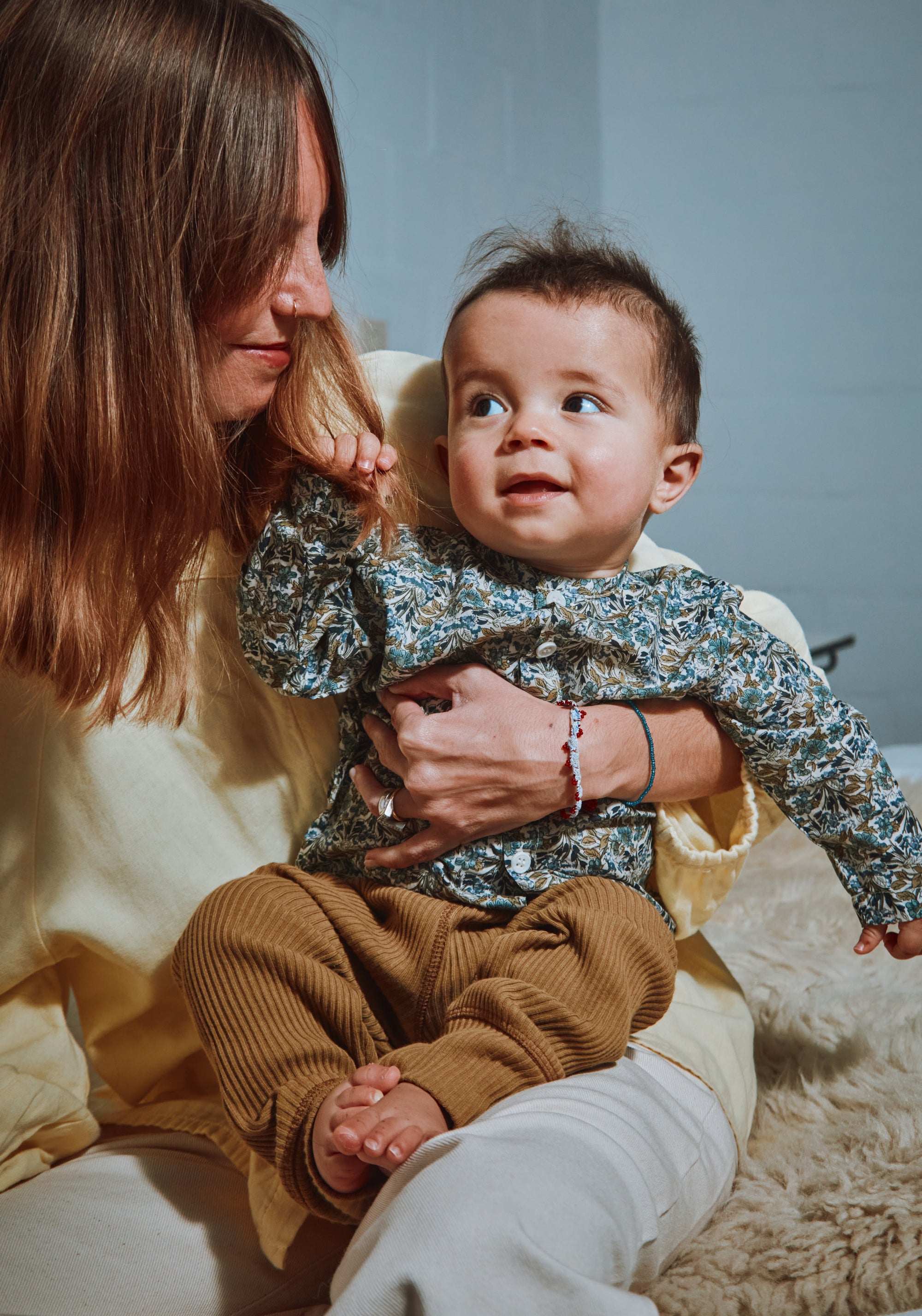 Colanți rib din bumbac - Basilic Dull Gold