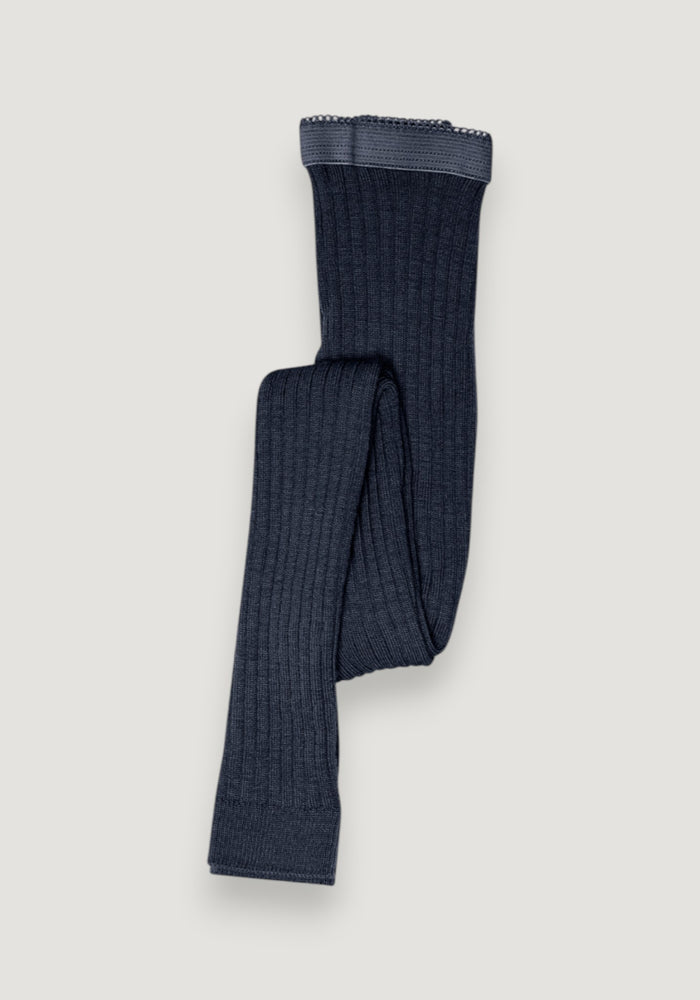 Colanți Rib din lână merinos - Navy